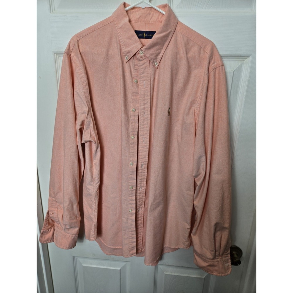 Ralph Lauren Oxford Shirt Men XL Peach Button Down Polo Color Pony Classic Fit